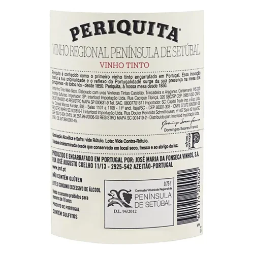 Vinho Periquita Original. Representação marcante Portuguesa. Este vinho é reconhecido como o pioneiro na engarrafagem de tintos em Portugal