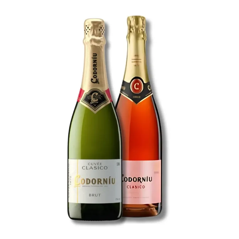 Kit Cava Codorníu Clásico Brut e Rosé Espumantes Espanhois 750ml- 2 Garrafas