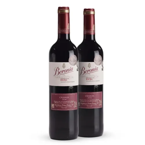 Kit com 2 Vinhos Espanhois Beronia Crianza Rioja 2016 Tempranillo, Garnacha e Mazuelo