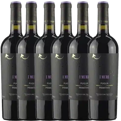 Kit 6 Vinhos Italianos – I Muri Primitivo di Manduria 2017. Produzido por Farnese Vini que recebeu o prêmio de melhor produtor italiano