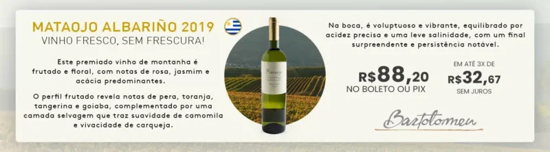 Vinho Branco Uruguaio Mataojo Albariño Fresco 2019