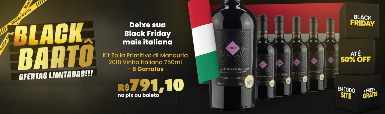 Kit Zolla Primitivo di Manduria 2018 Vinho Italiano 750ml – 6 Garrafas (banner desk)
