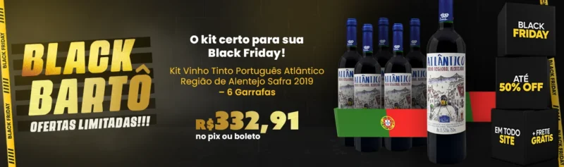Kit Vinho Tinto Português Atlântico Região de Alentejo Safra 2019 – 6 Garrafas (banner desk)