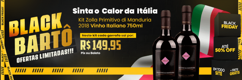 Black Friday Kit Zolla Primitivo di Manduria 2018 Vinho Italiano 750ml – 2 Garrafas