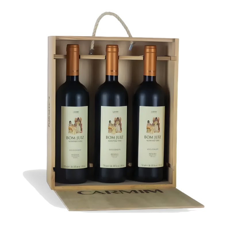 Vinho Tinto Bom Juiz Alentejo Reserva 2018- Caixa de Madeira com 3 Garrafas