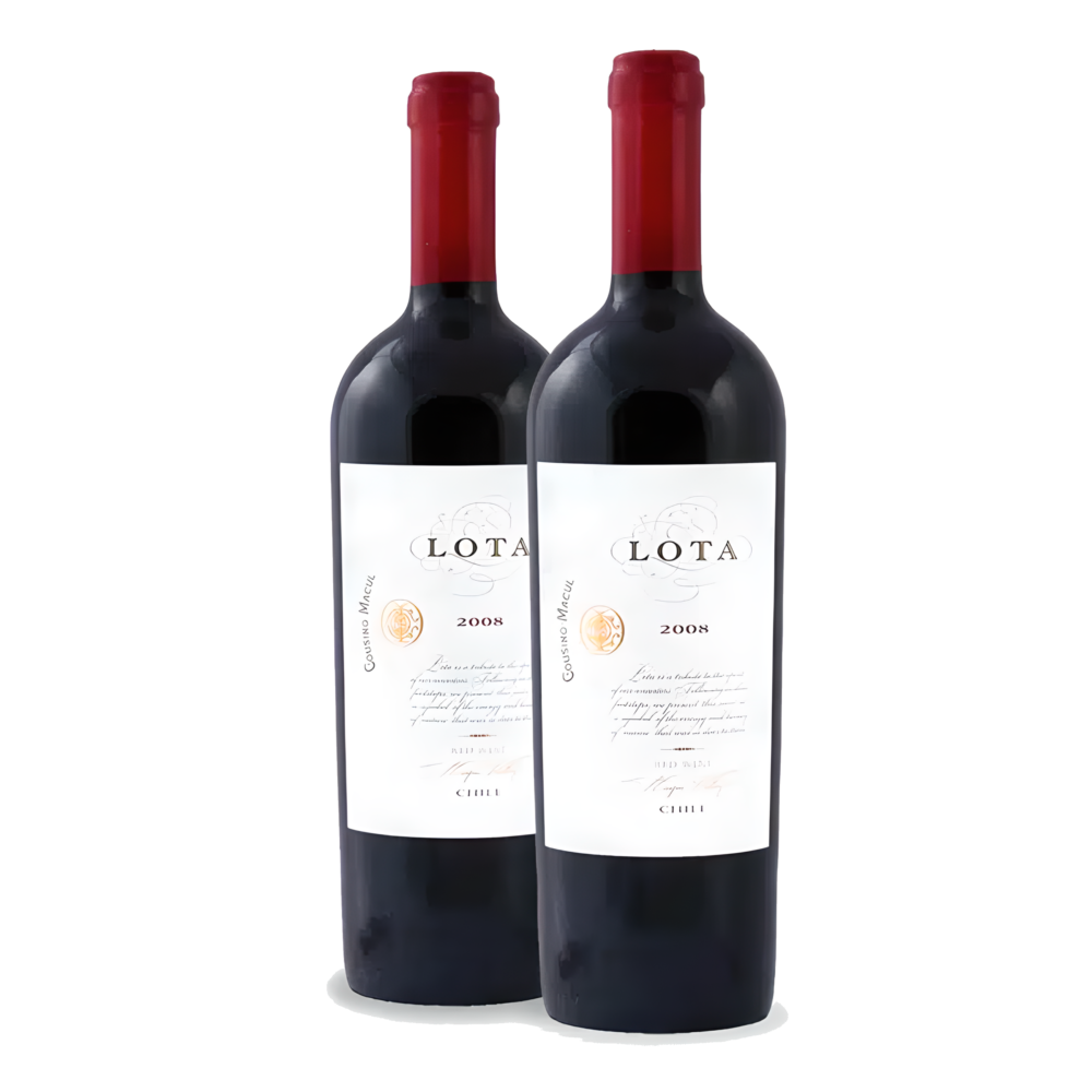 Kit Cousiño Macul Lota 2 Garrafas, Vinho Chileno Premiado Cabernet Sauvignon e Merlot, 97 Pontos, Eleito Melhor Vinho do Chile