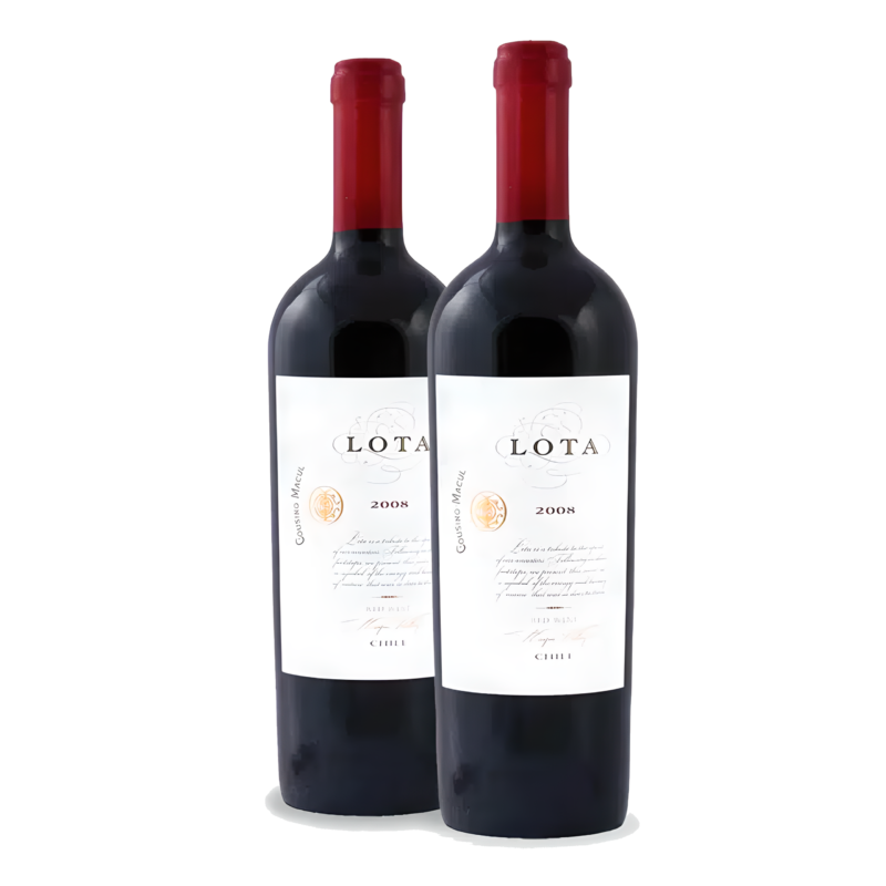 Kit Cousiño Macul Lota 2 Garrafas, Vinho Chileno Premiado Cabernet Sauvignon e Merlot, 97 Pontos, Eleito Melhor Vinho do Chile