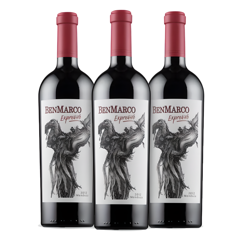 Kit BenMarco Expresivo Malbec Degustação Vertical. Vinhos da Argentina 96 Pontos, 14 meses em barricas de carvalho francês