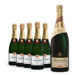 Kit Champagne Francês Taittinger Brut Réserve - 5 Garrafas + Espumante Alemão Henkell Trocken Dry Sec Magnum 1,5L