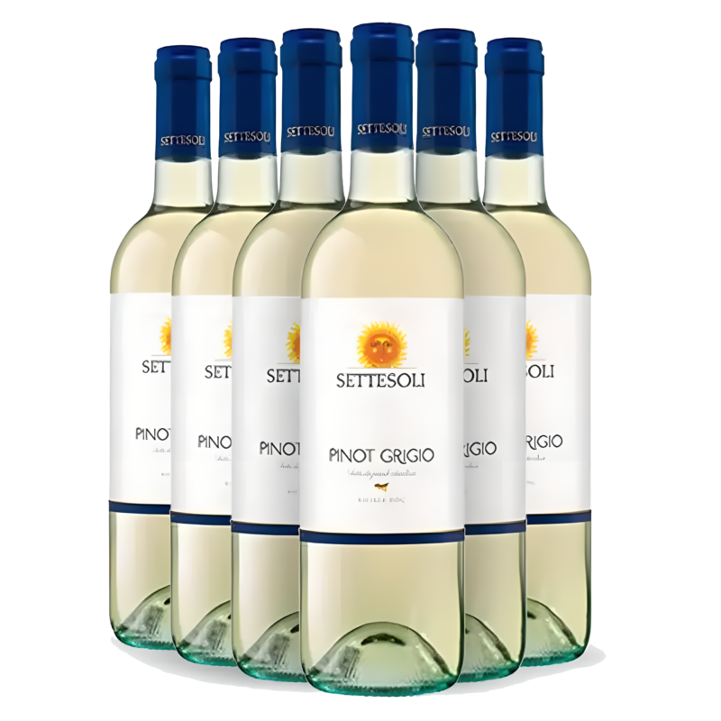 Kit Settesoli Pinot Grigio Sicília Vinhos Italianos Cantine Settesoli -6 Garrafas