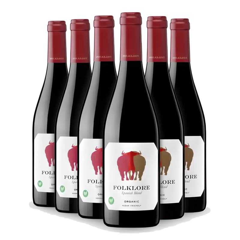 Vinho Espanhol 100% Orgânico Real Compañia Folklore 2019 Caixa com 06 Garrafas 750ml