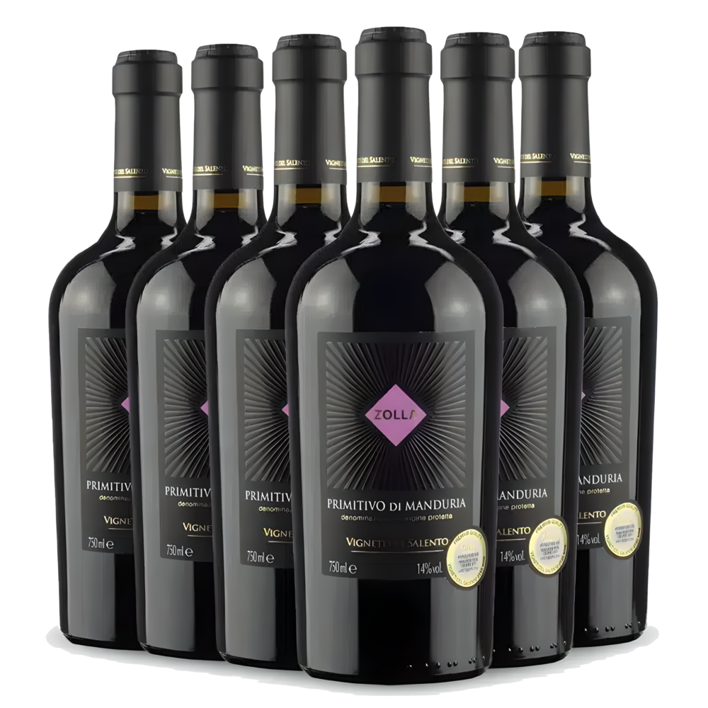 Vinho Tinto Zolla Primitivo di Manduria 2017 750ml Pack com 06