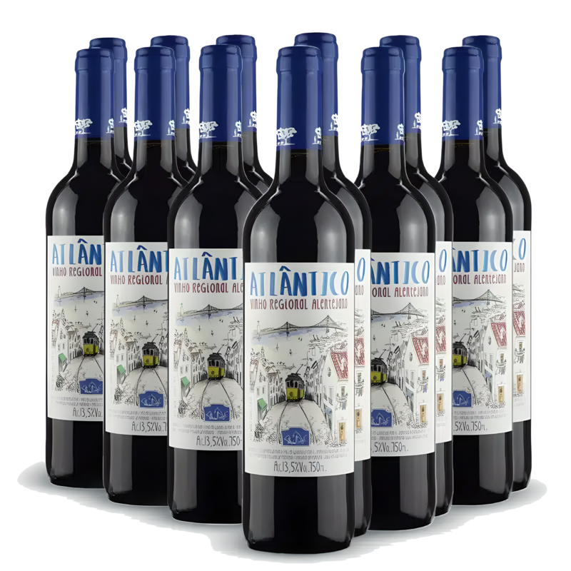 Kit Vinho Tinto Português Atlântico Alentejano Safra 2020 - 12 garrafas